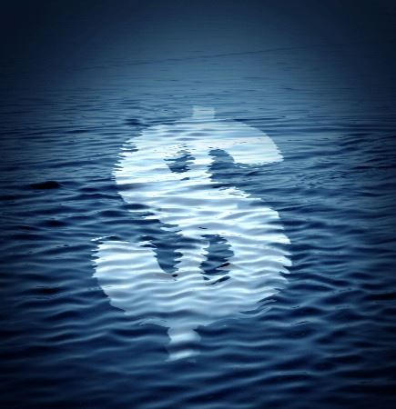 Dollar sign in water