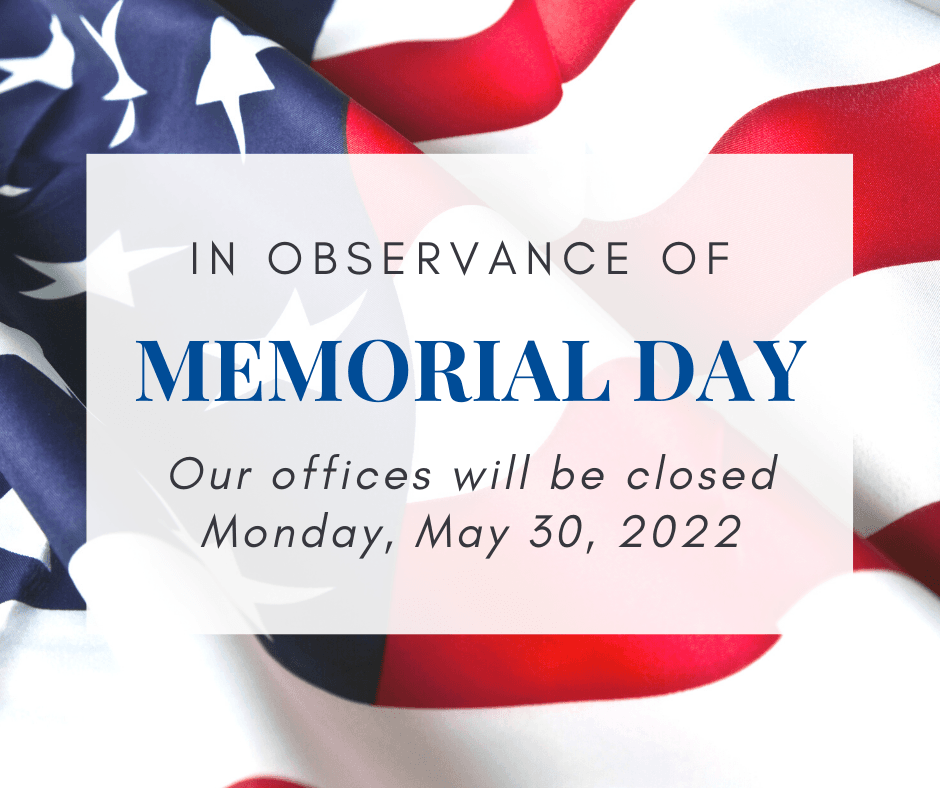 Memorial Day Closure Web Sign