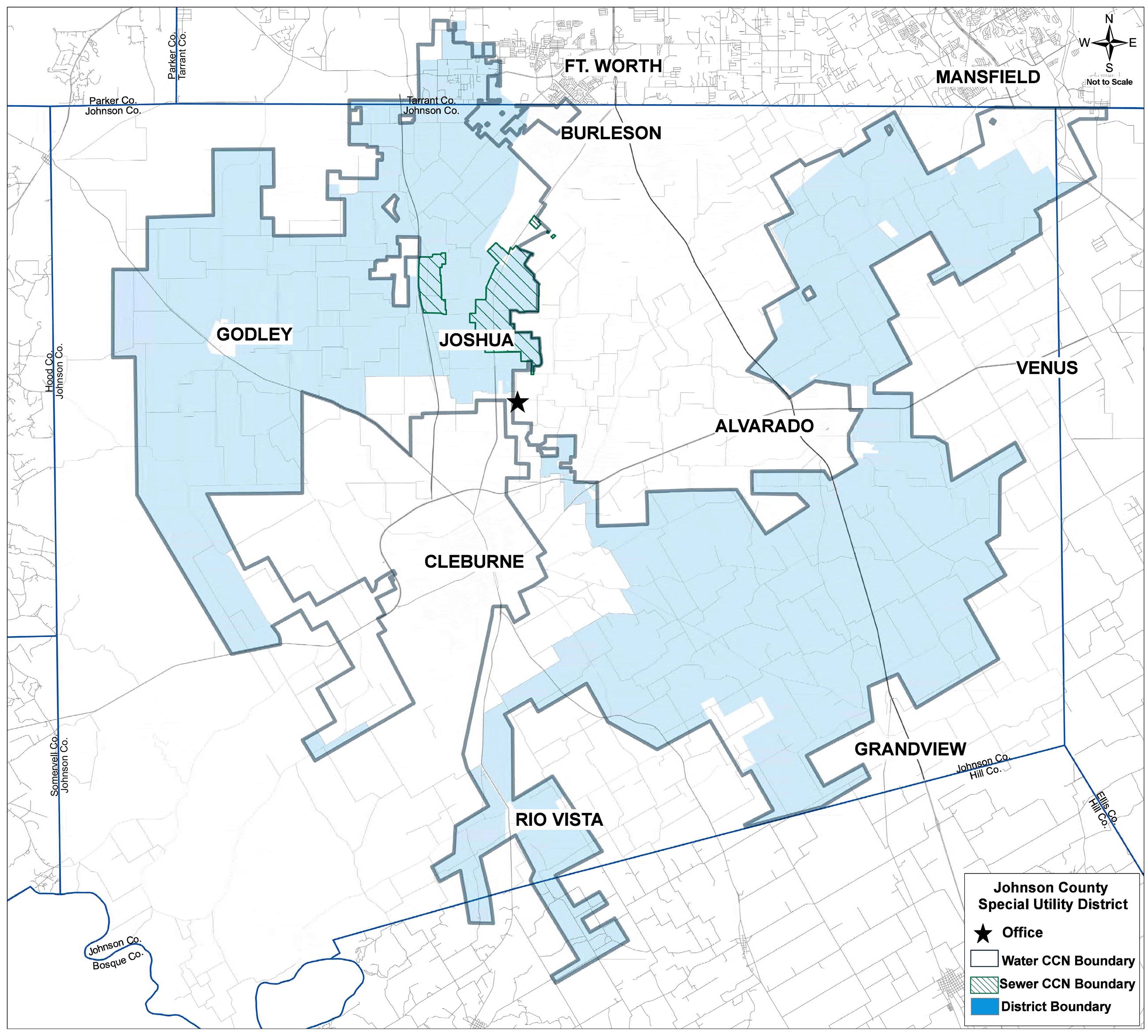 Map of the JCSUD Service Area and District Boundary