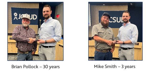 Photos of staff receiving a service award from the general manager